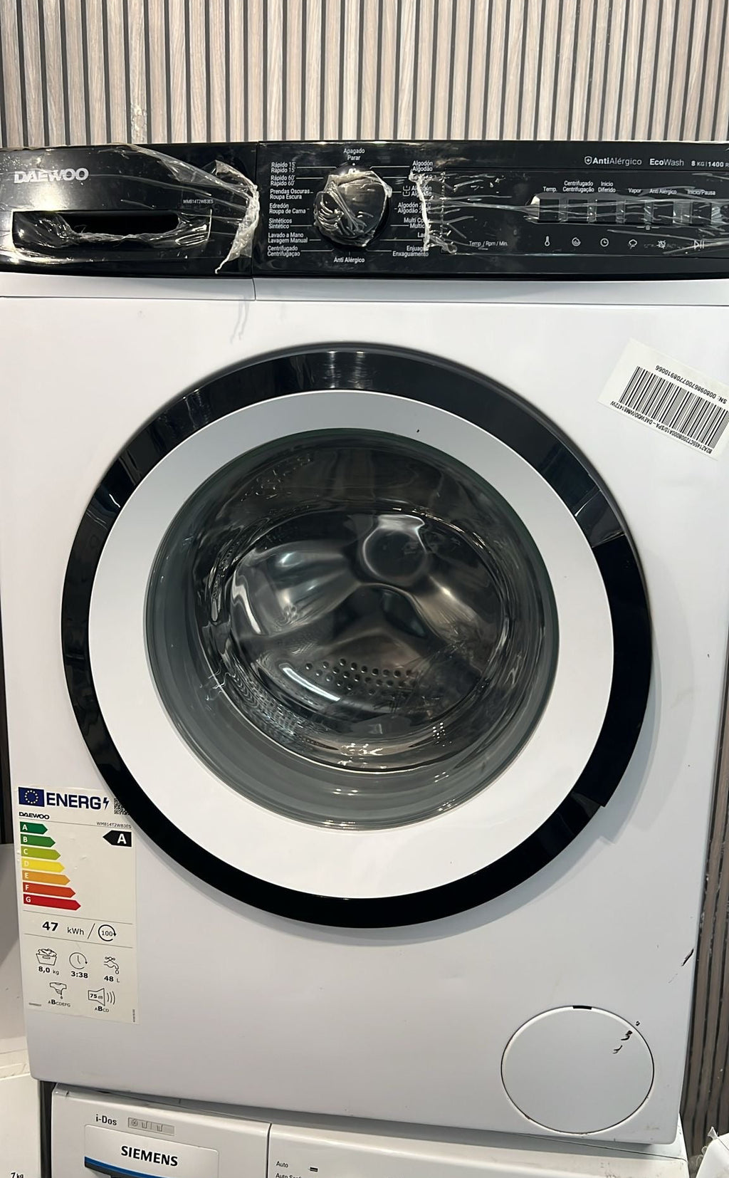Daewoo Waschmaschine 8 kg, 1400 U/min – EcoWash, Anti-Allergie, Energieklasse A | Neuware mit 2 Jahren Garantie