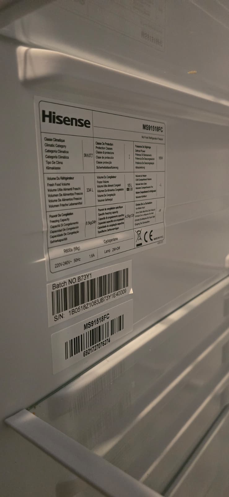 Hisense MS9151BFC Kühlschrank (Retourenware)
